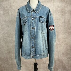 Harley Davidson Mens Denim Jacket Live to Ride Eagle Patch Blue XL
